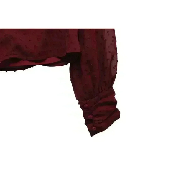 NWT Lulus Blouse Size Medium Textured Swiss Dot Sheer Mesh Keyhole Chiffon - Picture 14 of 16